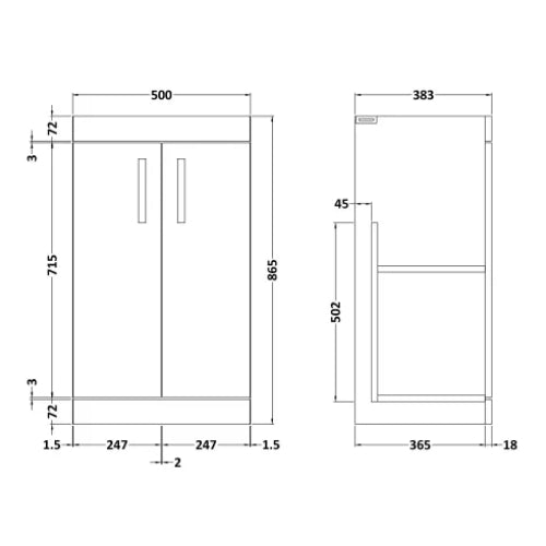 Fresssh Alba 500mm 2-Door Basin Unit