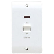 50A Double Pole Switch 'Cooker' with Neon, White, Logic Plus Range