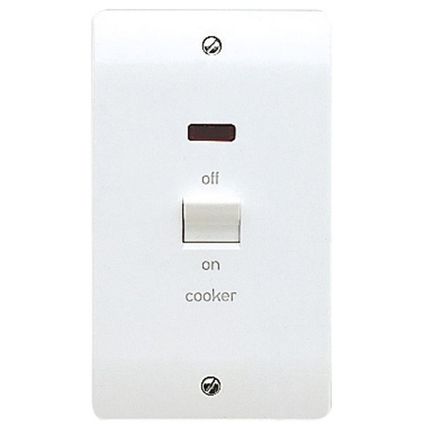 50A Double Pole Switch 'Cooker' with Neon, White, Logic Plus Range