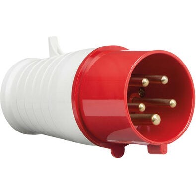 Knightsbridge 415V IP44 16A Angled Panel Mount Socket 3P+N+E - Red
