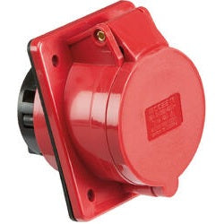 Knightsbridge 415V IP44 16A Angled Panel Mount Socket 3P+N+E - Red