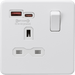 Knightsbridge 13A 1G SP Switched Socket with Dual USB A+A 5V DC 2.4A shared - Matt White with White Insert