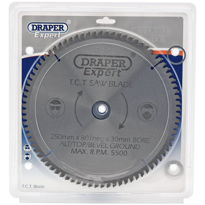 Draper Expert TCT Saw Blade Neg, 250 x 30mm, 80T