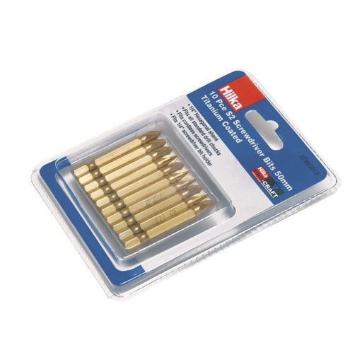 Hilka 10pcs PZ2 S2 Screwdriver Bits 50mm Titanium Coated