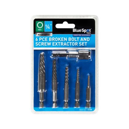 BlueSpot Tools 6pcs Broken Bolt and Screw Extractor Set