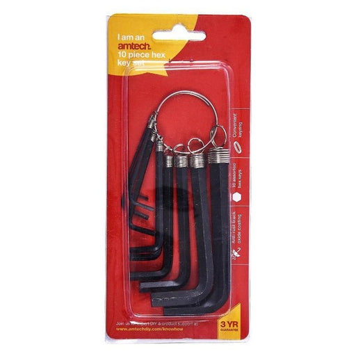 Am-Tech 10 Piece hex key set and keyring