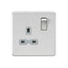 Knightsbridge 13A 1G DP Switched Socket - Brushed Chrome with Grey Insert