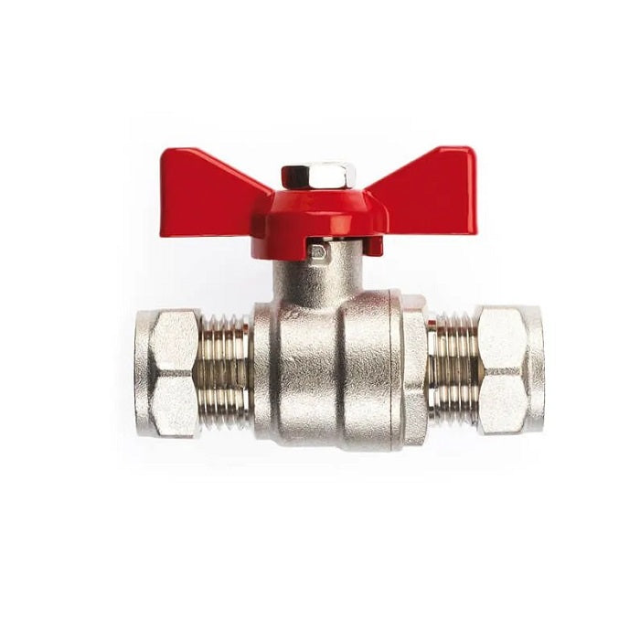 Embrass Peerless Butterfly Ball Valve Red Handle 22mm