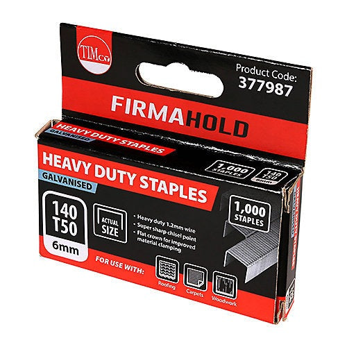 TIMCO Heavy Duty Chisel Point Galvanised Staples - 6mm 1000pcs
