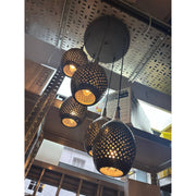 Designer 5-Light Black Perforated Cluster Pendant Chandelier