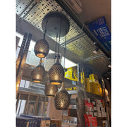Designer 5-Light Black Perforated Cluster Pendant Chandelier