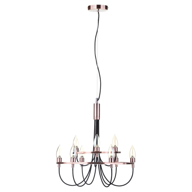 BHS Alana 9-Light Chandelier Ceiling Light - Copper with Black Cable