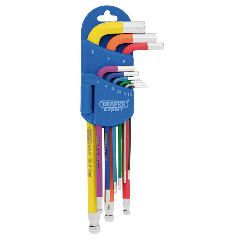 Draper Expert Metric Hex. and Ball End Key Set, Colour Coded (9 Piece)