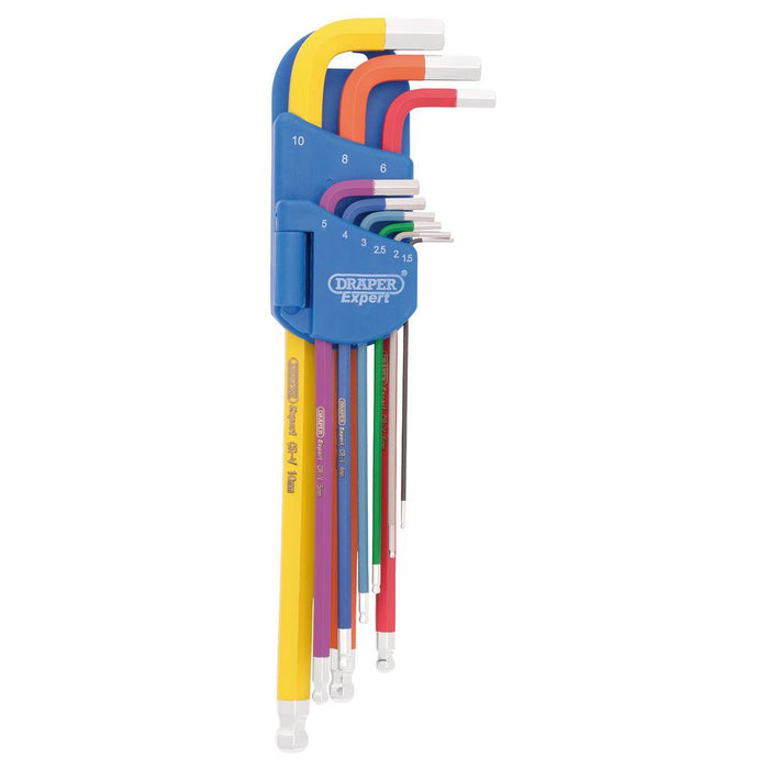 Draper Metric Coloured Extra Long Hex and Ball End Key Set (9 Piece)