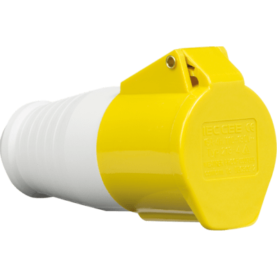 Knightsbridge 110V IP44 16A Angled Surface Mount Socket 2P+E - Yellow