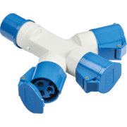Knightsbridge 240V IP44 16A 2P+E 3 Way Splitter - Blue