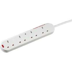 Knightsbridge 6 Gang Protected Extension Lead 13 Amp with Neon 2m