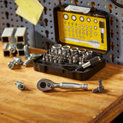 Stanley 1-13-906 Bit-Set with mini Ratchet 39-piece , Silver