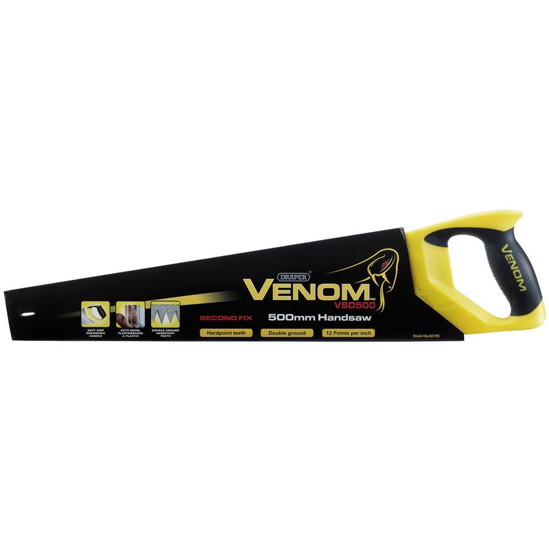 Draper 82195 Venom® Second Fix Double Ground Handsaw, 500Mm, 11Tpi/12Ppi each