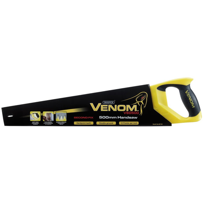 Draper 82195 Venom® Second Fix Double Ground Handsaw, 500Mm, 11Tpi/12Ppi each