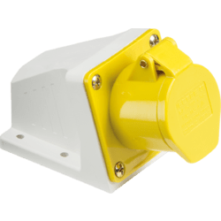 Knightsbridge 110V IP44 16A Angled Surface Mount Socket 2P+E - Yellow