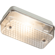 Knightsbridge 230V IP65 100W max ES E27 Bulkhead with Clear Prismatic Diffuser and Aluminium
