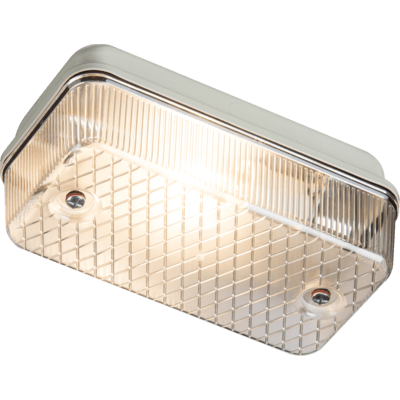 Knightsbridge 230V IP65 100W max ES E27 Bulkhead with Clear Prismatic Diffuser and Aluminium