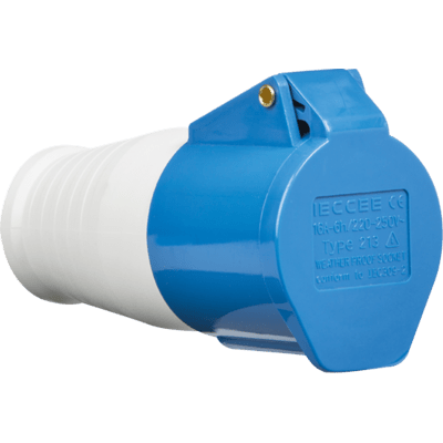 Knightsbridge 240V IP44 16A Angled Surface Mount Socket 2P+E - Blue