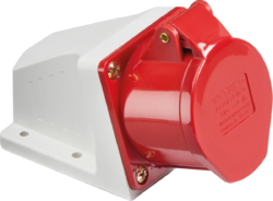 Knightsbridge 415V IP44 16A Angled Surface Mount Socket 3P+N+E - Red