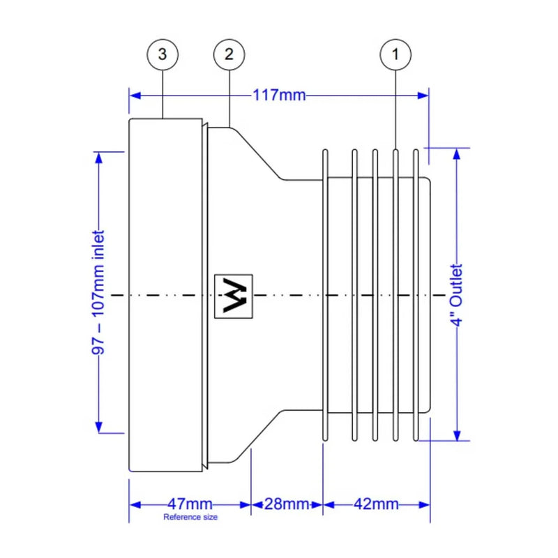 McAlpine Straight Pan Connector WC-CON1 4"/110mm