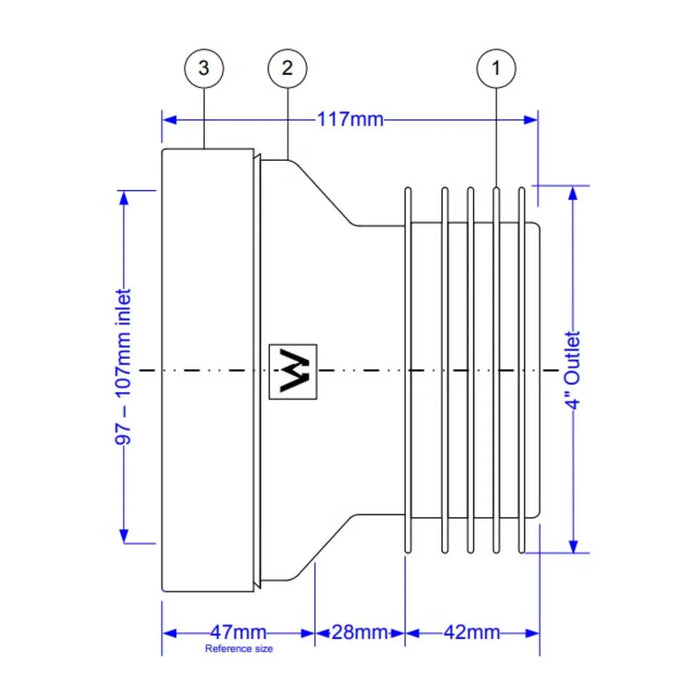 McAlpine Straight Pan Connector WC-CON1 4"/110mm