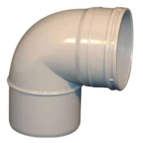 Aquaflow 110mm 90 Degree Single Socket Knuckle Bend Grey Soil Pipe PVC-U
