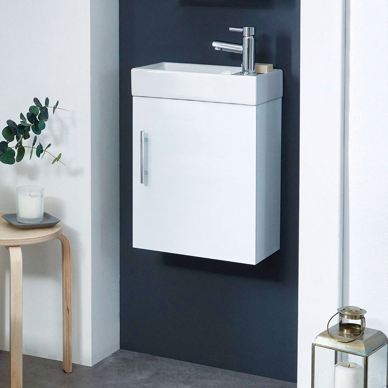Lanza Cloakroom Wall Cabinet & Basin no tap included