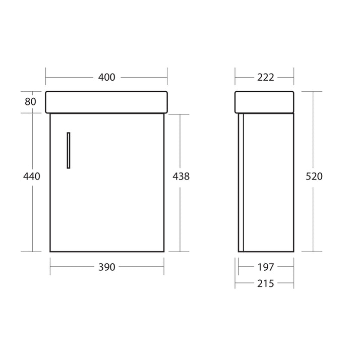 Lanza Cloakroom Wall Cabinet & Basin no tap included