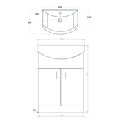 Lanza Polar White 550 Basin & Floor Cabinet tap not included
