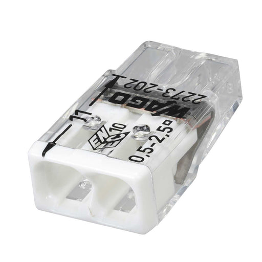 WAGO 2 POLE PUSHWIRE CONNECTOR 2.5MM WHITE - Box of 100Pcs