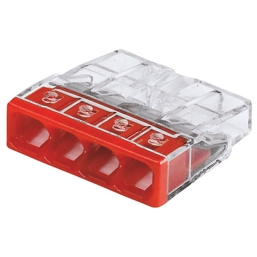 WAGO 4 WAY PUSHWIRE CONNECTOR RED - Box of 80Pcs