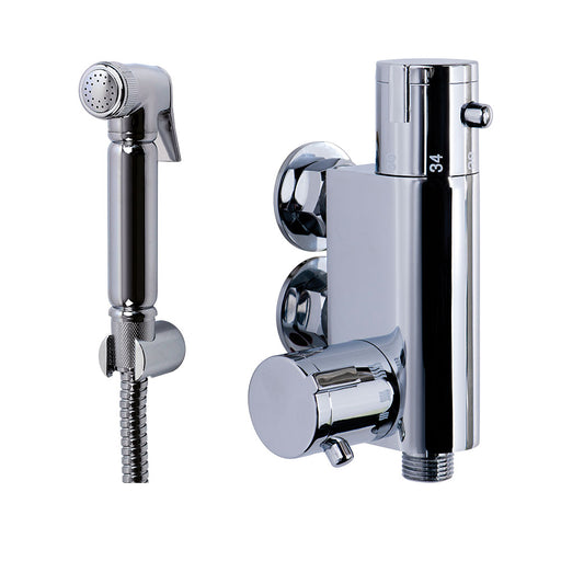 Envoy Round Vertical Thermostatic Bar Valve With Douche Spray