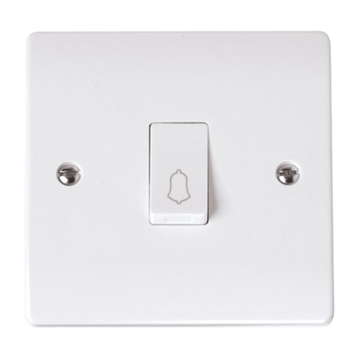 Click Scolmore Curva CCA027 1 Gang Retractive Bell Switch 10AX - Polar White