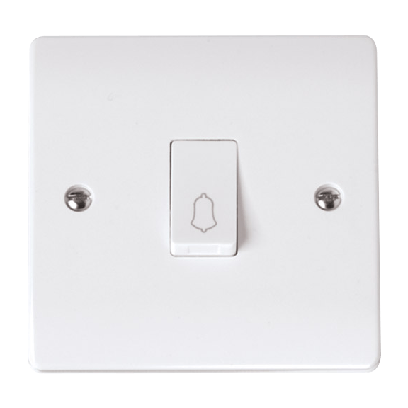 Click Scolmore Curva CCA027 1 Gang Retractive Bell Switch 10AX - Polar White