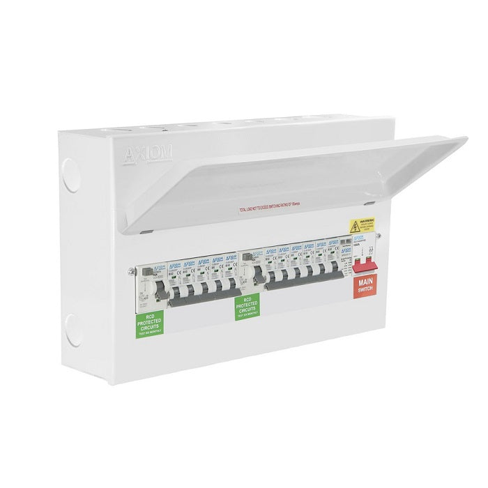 Axiom Metal Type A Dual RCD + 10 MCBs and SPD Consumer Unit 10 Way