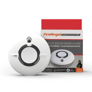 FIREANGEL FS2126-T THERMOPTEK WHITE RF ENABLED BATTERY POWERED MULTI-SENSOR OPTICAL SMOKE ALARM WITH HUSH & 10 YEAR LITHIUM BATTERY 3V DC