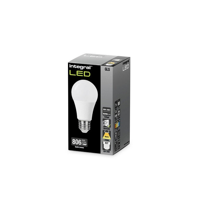 Integral LED GLS Bulb E27 806LM 7W 2700K Dimmable 240 Beam Frosted