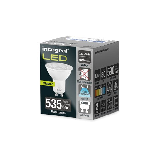 Integral LED GU10 535LM 4.9W 6500K None Dimmable