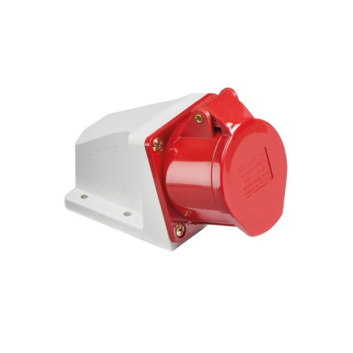 Knightsbridge 415V IP44 16A Angled Surface Mount Socket 3P+N+E - Red