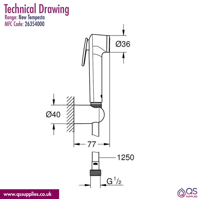 Grohe Tempesta-F Trigger Spray 30 Wall Holder Set 1 Spray UK