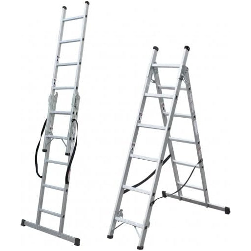 DraBest Multi-Functional 3-Way Step Ladder - Lightweight, Compact and Versatile – Step Ladder – Lightweight Step Ladder – Foldable Ladder for Home – 45x178x18cm