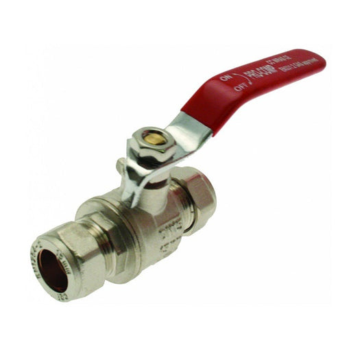 Embrass Peerless Lever Ball Valve Red Handle 15mm WRAS