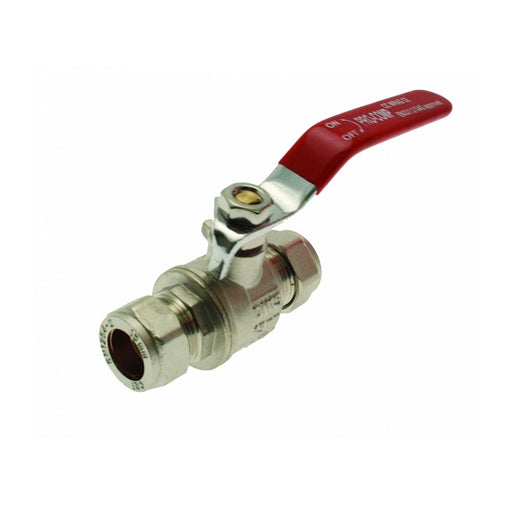 Embrass Peerless Lever Ball Valve Red Handle 22mm WRAS
