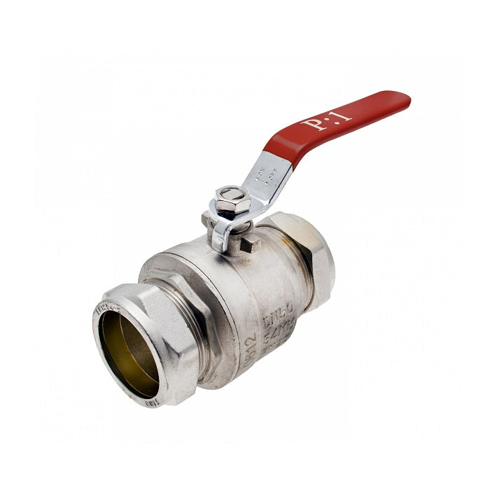 Embrass Peerless Lever Ball Valve Red Handle 35mm WRAS